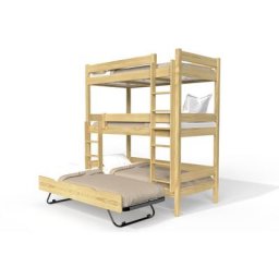 Lit superposé ABC 4 places en bois massif 90x190 90x190 Miel