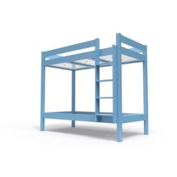 Lit superposé 2 places 90x190 avec échelle droite bois ABC 90x190 Bleu Pastel