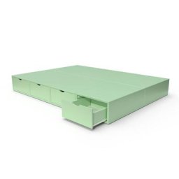 Lit double avec rangement tiroirs Cube 140x200 Vert Pastel
