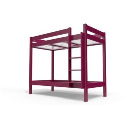 Lit superposé 2 places 90x190 avec échelle droite bois ABC 90x190 Prune