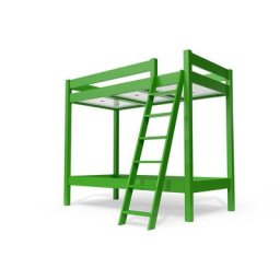 Lit superposé 2 places 90x190 avec échelle inclinée bois ABC 90x190 Vert