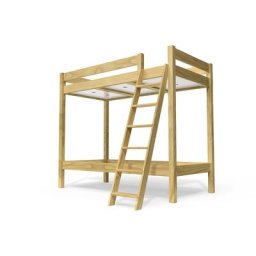 Lit superposé 2 places 90x190 avec échelle inclinée bois ABC 90x190 Miel