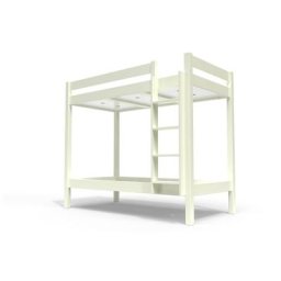 Lit superposé 2 places 90x190 avec échelle droite bois ABC 90x190 Ivoire