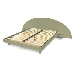 Lit 2 places bois avec tête et chevets ARC 160x200 Taupe