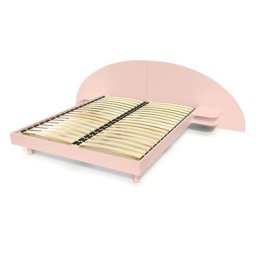 Lit 2 places bois avec tête et chevets ARC 140x200 Rose Pastel