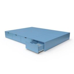 Lit double avec rangement tiroirs Cube 140x200 Bleu Pastel