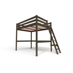 Lit Mezzanine bois avec échelle Sylvia 140x200 Wengé