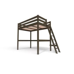 Lit Mezzanine bois avec échelle Sylvia 120x200 Wengé