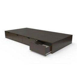 Lit 90x200 1 place avec tiroirs Cube bois 90x200 Wengé
