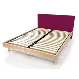 Lit Scandinave 2 places bois Viking 160x200 Vernis Naturel/Prune