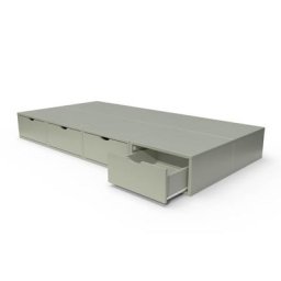 Lit 90x200 1 place avec tiroirs Cube bois 90x200 Moka