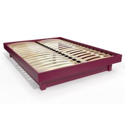 Lit plateforme 2 places bois massif 140x200 Prune