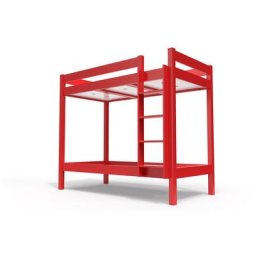 Lit superposé 2 places 90x190 avec échelle droite bois ABC 90x190 Rouge