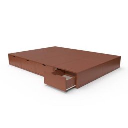 Lit double avec rangement tiroirs Cube 140x200 Chocolat