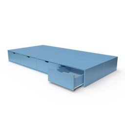Lit 90x200 1 place avec tiroirs Cube bois 90x200 Bleu Pastel