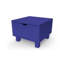Table de chevet bois Cube + tiroir Bleu foncé