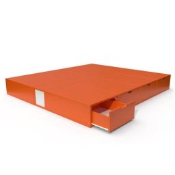 Lit double avec rangement tiroirs Cube 160x200 Orange