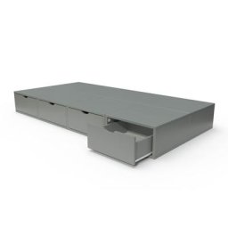 Lit 90x200 1 place avec tiroirs Cube bois 90x200 Gris
