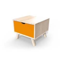 Table de chevet Scandinave bois Viking + tiroir Vernis naturel/Orange