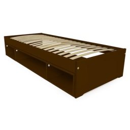 Lit 90x200 1 place rangement Cube bois Maël 90x200 Wengé