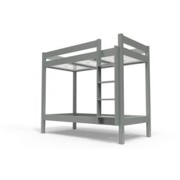 Lit superposé 2 places 90x190 avec échelle droite bois ABC 90x190 Gris