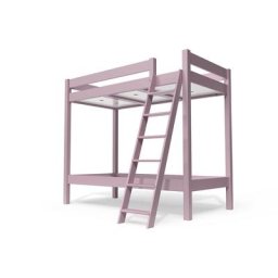 Lit superposé 2 places 90x190 avec échelle inclinée bois ABC 90x190 Violet Pastel