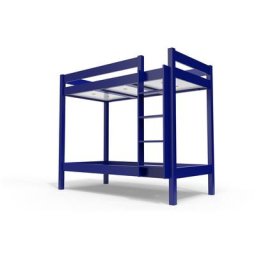 Lit superposé 2 places 90x190 avec échelle droite bois ABC 90x190 Bleu foncé