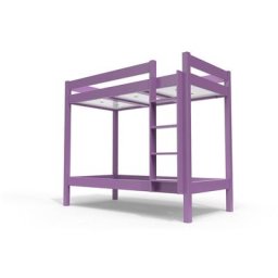 Lit superposé 2 places 90x190 avec échelle droite bois ABC 90x190 Lilas
