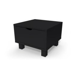 Table de chevet bois Cube + tiroir Noir