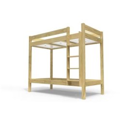 Lit superposé 2 places 90x190 avec échelle droite bois ABC 90x190 Miel