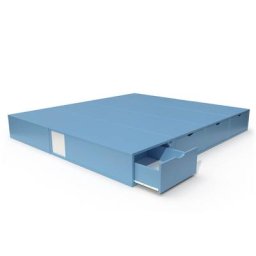 Lit double avec rangement tiroirs Cube 160x200 Bleu Pastel