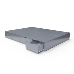 Lit double avec rangement tiroirs Cube 140x200 Gris Aluminium