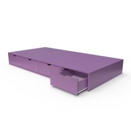 Lit 90x200 1 place avec tiroirs Cube bois 90x200 Lilas