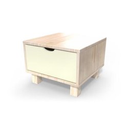 Table de chevet bois Cube + tiroir Vernis naturel / Ivoire