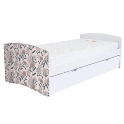 Banquette lit gigogne Happy 90x190 bois et décor 90x190 Décor Fleurs roses