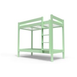 Lit superposé 2 places 90x190 avec échelle droite bois ABC 90x190 Vert Pastel