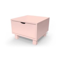 Table de chevet bois Cube + tiroir Rose Pastel