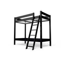 Lit superposé 2 places 90x190 avec échelle inclinée bois ABC 90x190 Noir