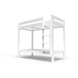 Lit superposé 2 places 90x190 avec échelle droite bois ABC 90x190 Blanc