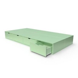 Lit 90x200 1 place avec tiroirs Cube bois 90x200 Vert Pastel