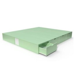 Lit double avec rangement tiroirs Cube 160x200 Vert Pastel