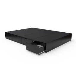 Lit double avec rangement tiroirs Cube 140x200 Noir