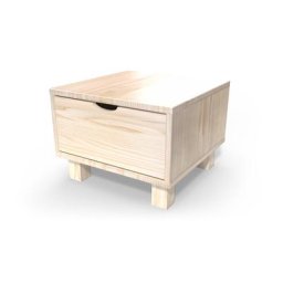 Table de chevet bois Cube + tiroir Vernis Naturel