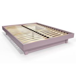 Lit plateforme 2 places bois massif 160x200 Violet Pastel