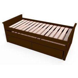 Lit Gigogne Maxi 90x200 bois + tiroirs de rangement 90x200 Wengé