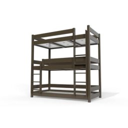 Lit superposé ABC 3 places en bois massif 90x190 90x190 Wengé