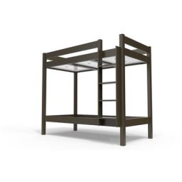 Lit superposé 2 places 90x190 avec échelle droite bois ABC 90x190 Wengé