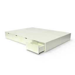 Lit double avec rangement tiroirs Cube 140x200 Ivoire