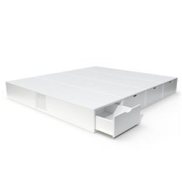 Lit double avec rangement tiroirs Cube 160x200 Blanc
