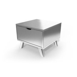 Table de chevet Scandinave bois Viking + tiroir Gris Aluminium
